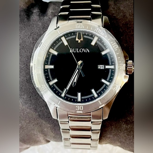 Bulova Men’s Marine Star 96B377 Chronograph Watch Silver-Tone 45mm NWT - Picture 7 of 15